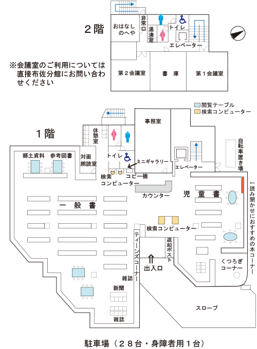 布佐分館の配架図